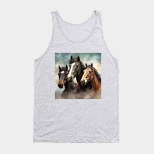 Painted picture of three horses Tank Top